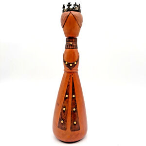 Vintage Leather Wrapped Decanter Old World Queen Hand Tooled Barware Ren Faire
